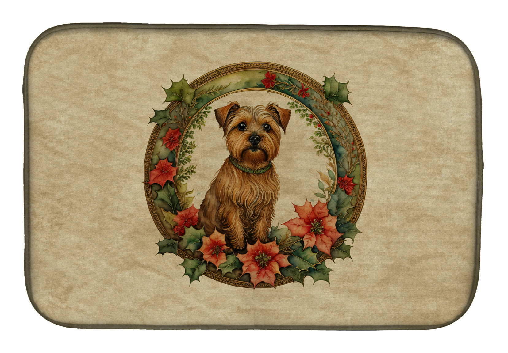 Buy this Norfolk Terrier Christmas Flowers Dish Drying Mat