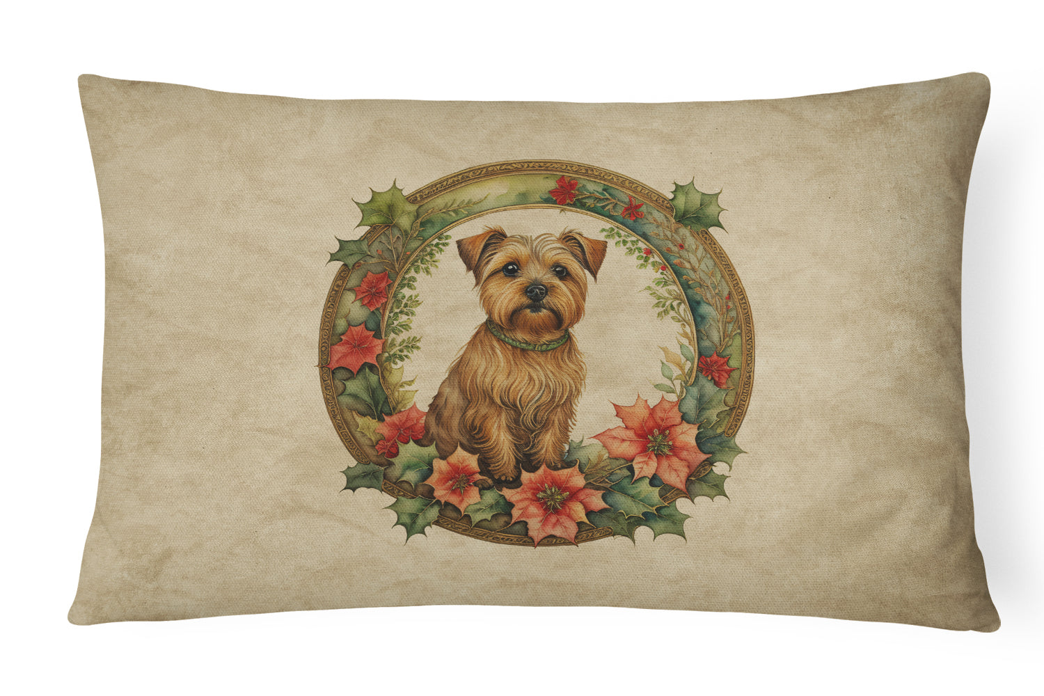 Buy this Norfolk Terrier Christmas Flowers Throw Pillow