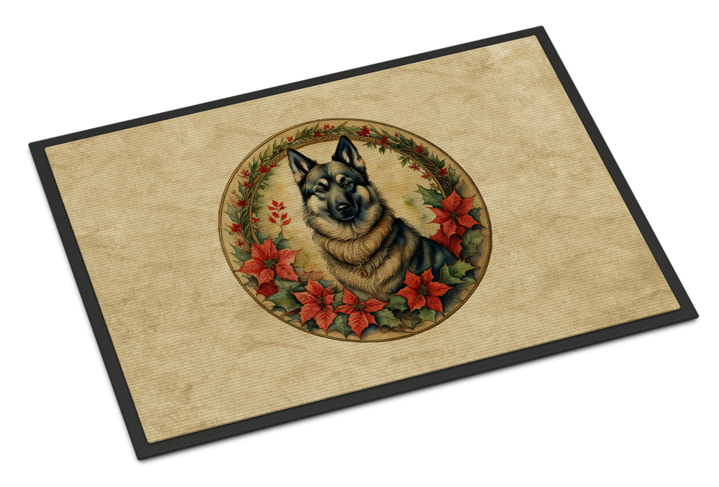 Buy this Norwegian Elkhound Christmas Flowers Doormat