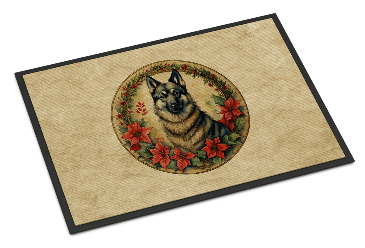Buy this Norwegian Elkhound Christmas Flowers Doormat