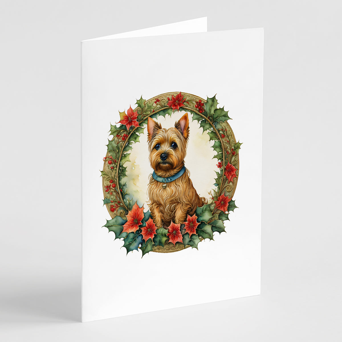 Buy this Norwich Terrier Christmas Flowers Greeting Cards Pack of 8