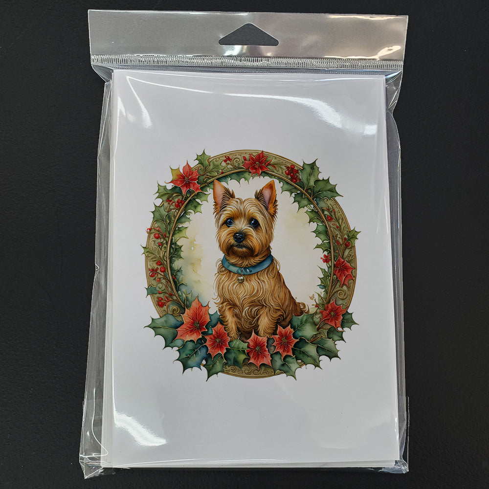 Norwich Terrier Christmas Flowers Greeting Cards Pack of 8