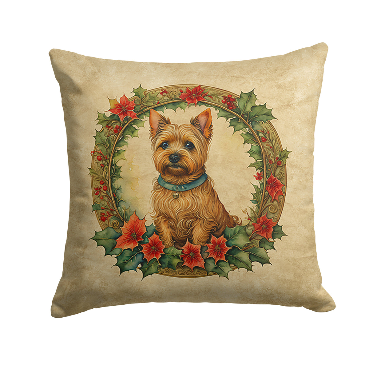 Buy this Norwich Terrier Christmas Flowers Throw Pillow