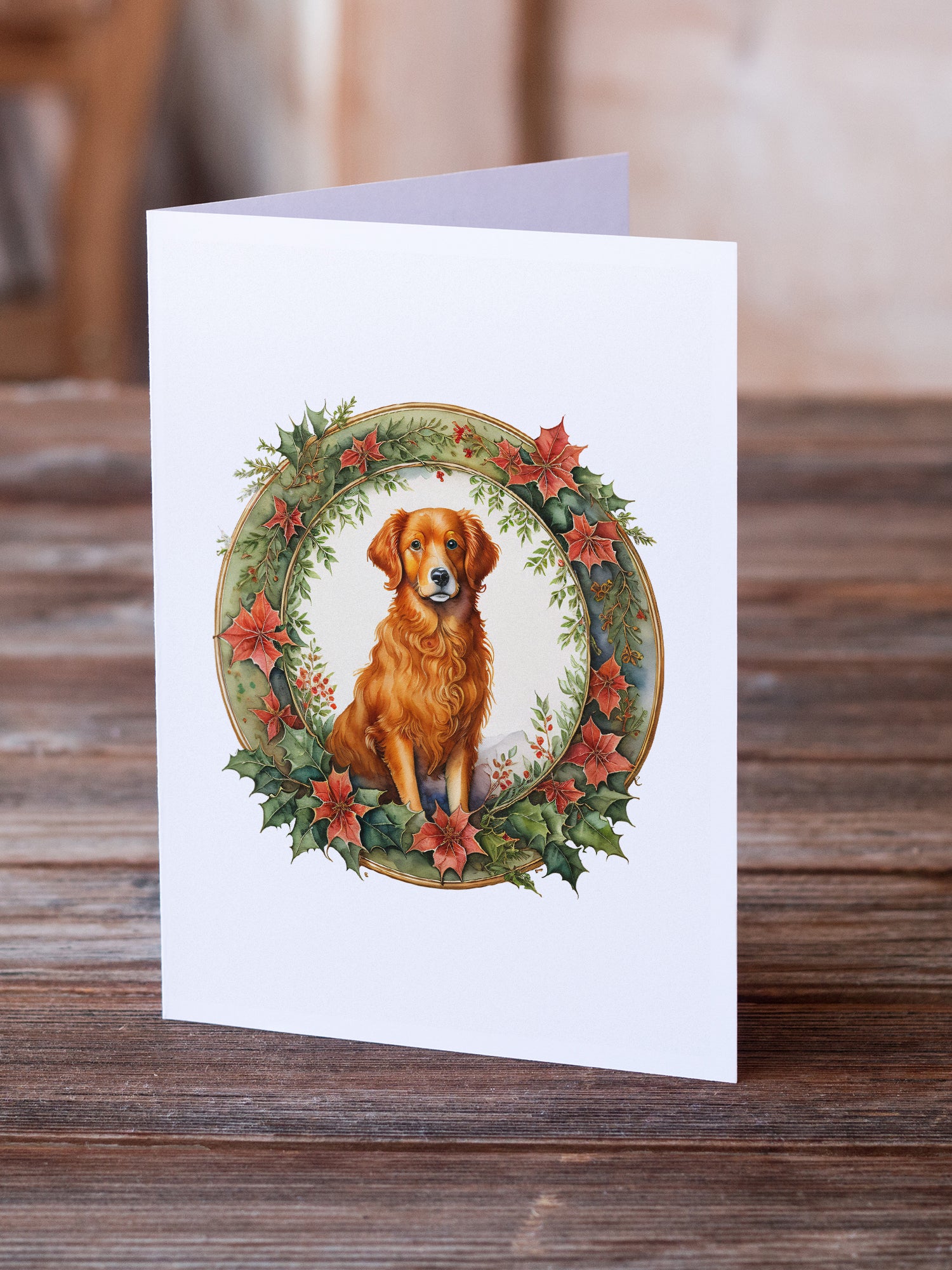 Buy this Nova Scotia Duck Tolling Retriever Christmas Flowers Greeting Cards Pack of 8