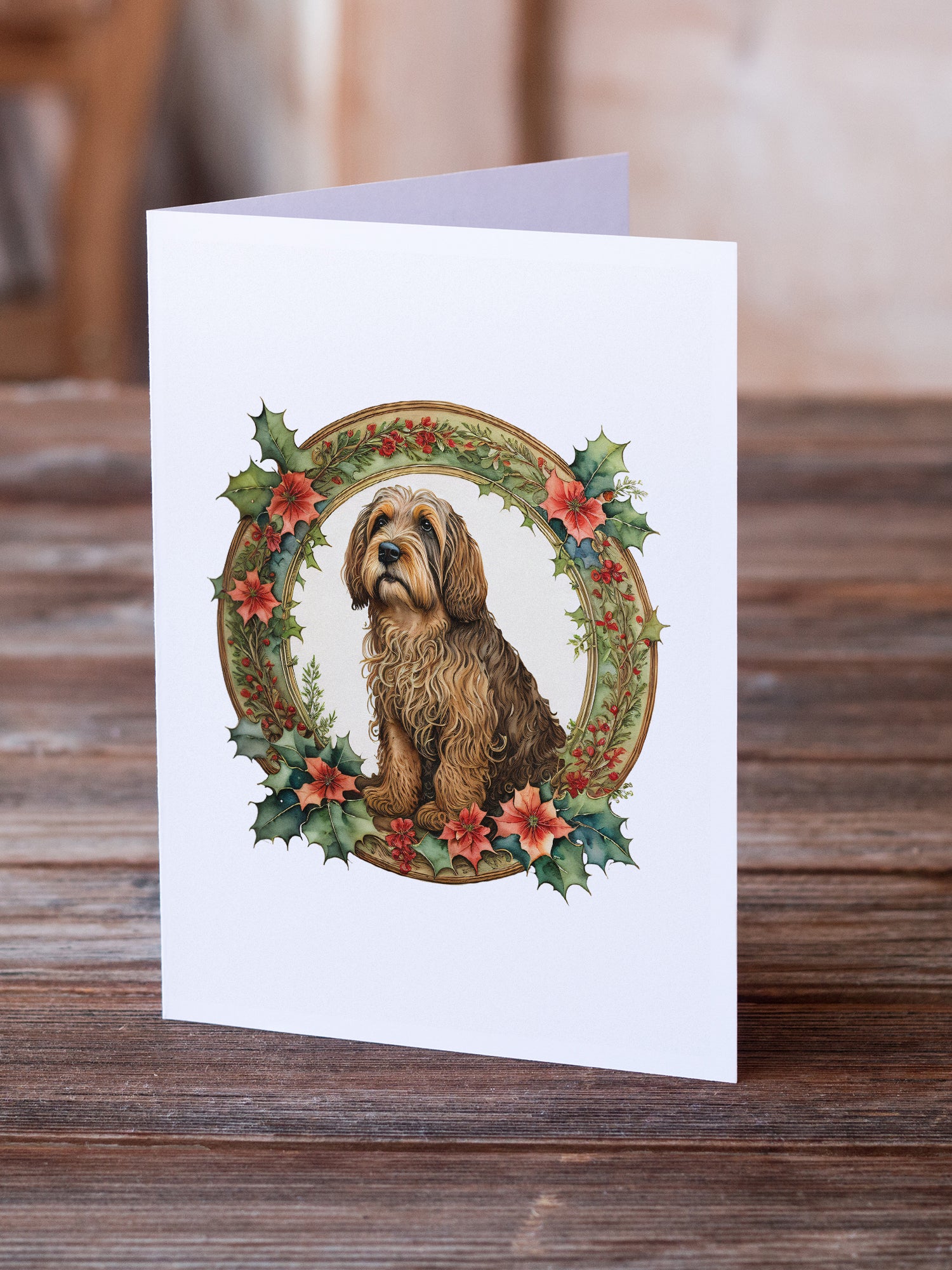 Buy this Otterhound Christmas Flowers Greeting Cards Pack of 8