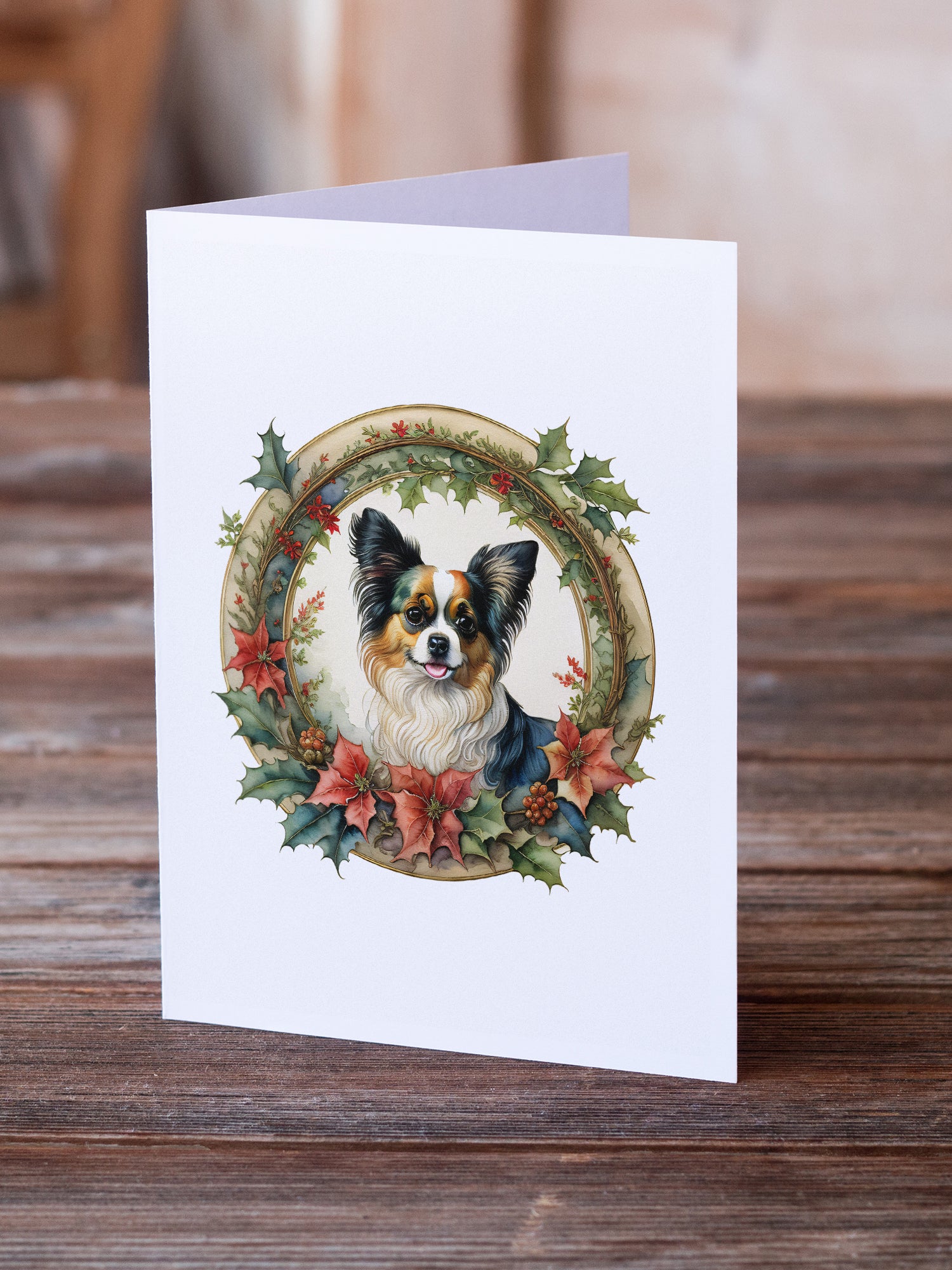 Buy this Papillon Christmas Flowers Greeting Cards Pack of 8