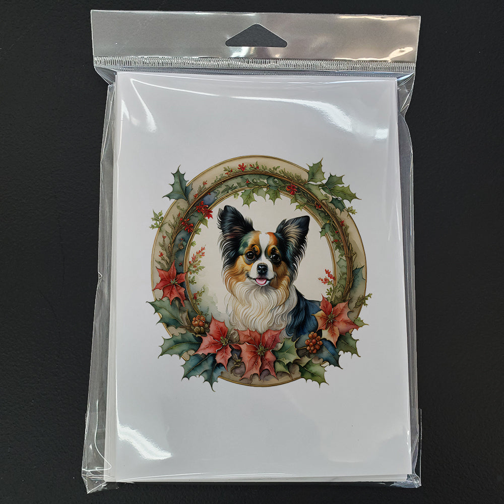 Papillon Christmas Flowers Greeting Cards Pack of 8