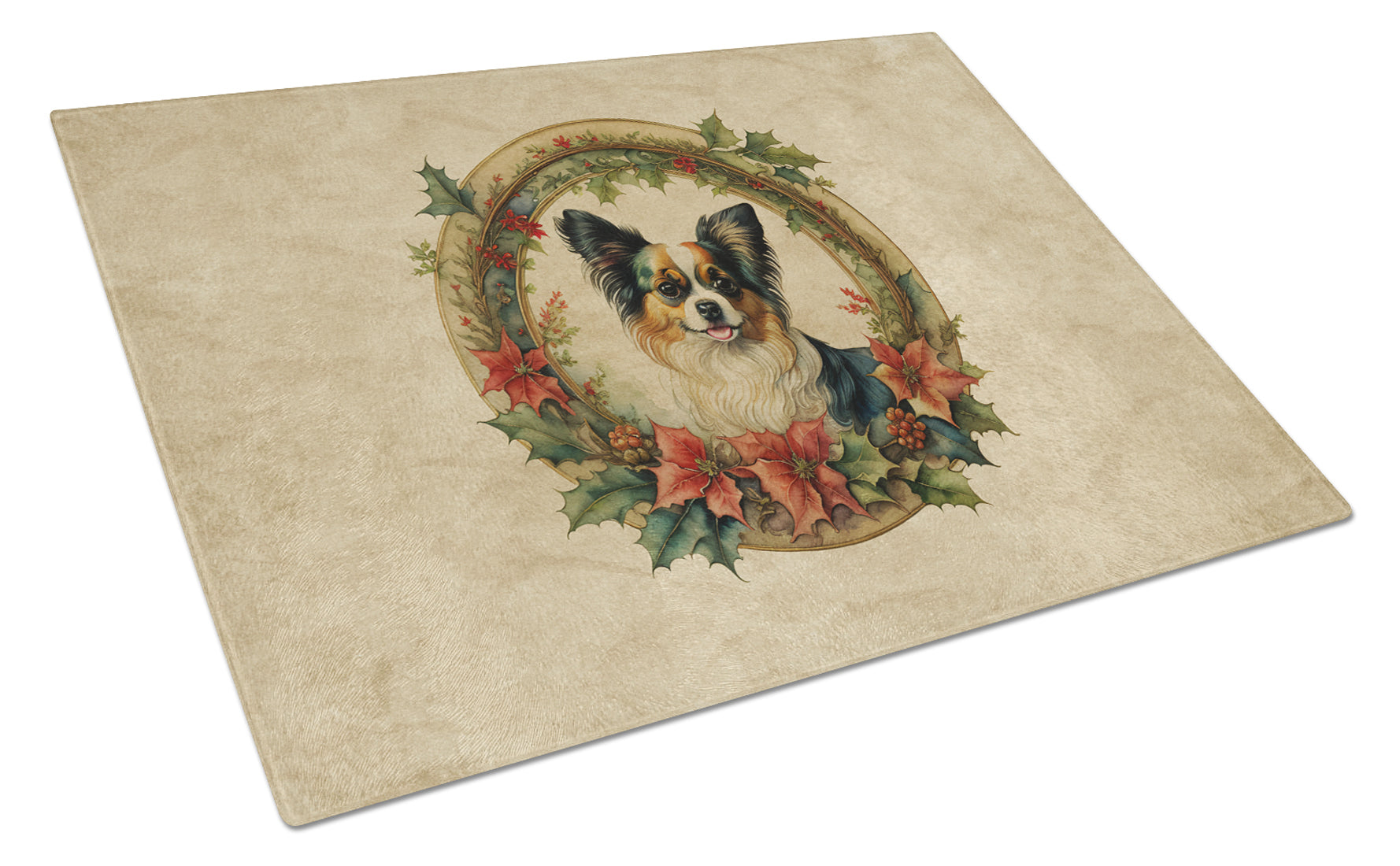 Buy this Papillon Christmas Flowers Glass Cutting Board