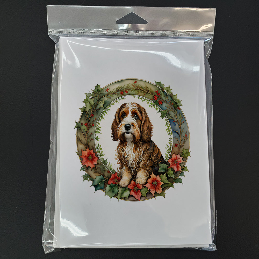 Petit Basset Griffon Vendeen Christmas Flowers Greeting Cards Pack of 8