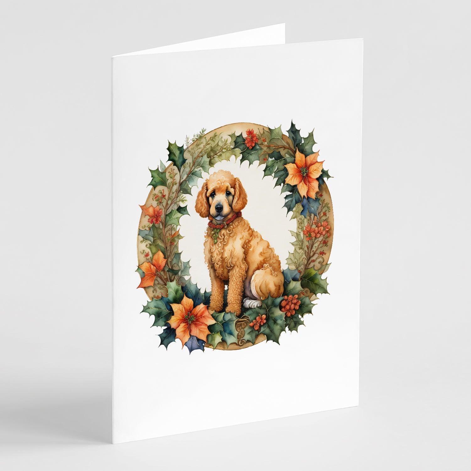 Buy this Poodle Christmas Flowers Greeting Cards Pack of 8