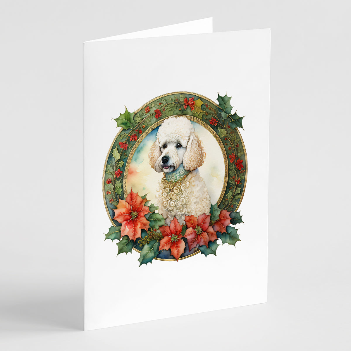 Buy this Poodle Christmas Flowers Greeting Cards Pack of 8