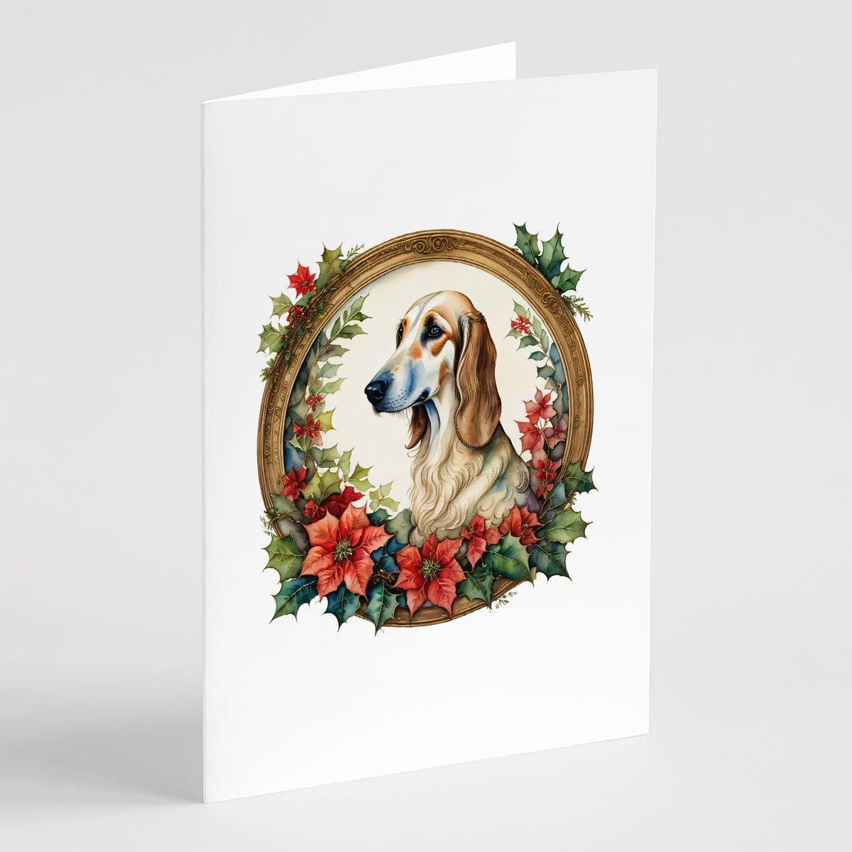 Buy this Saluki Christmas Flowers Greeting Cards Pack of 8