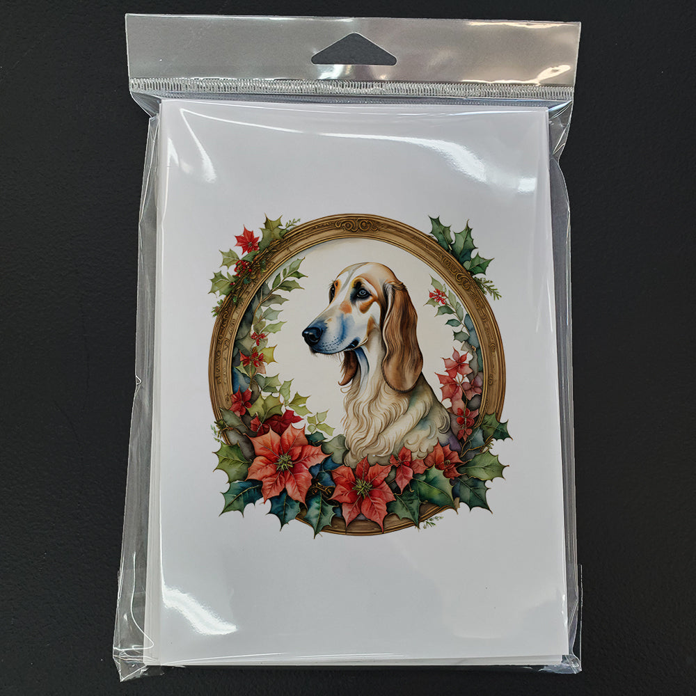 Saluki Christmas Flowers Greeting Cards Pack of 8