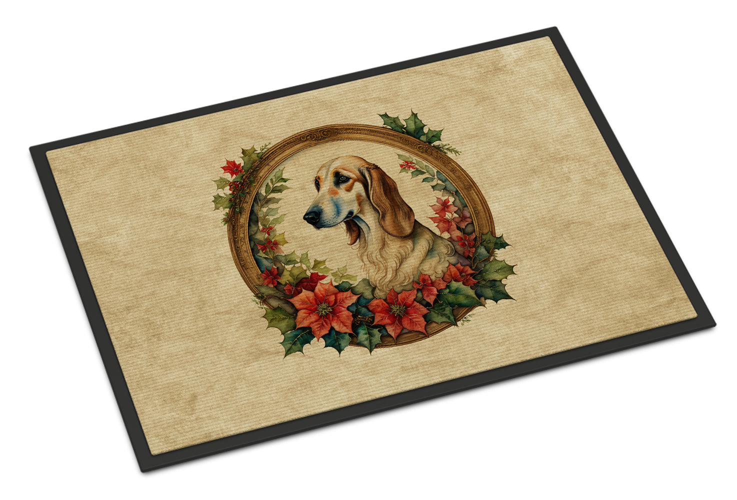 Buy this Saluki Christmas Flowers Doormat