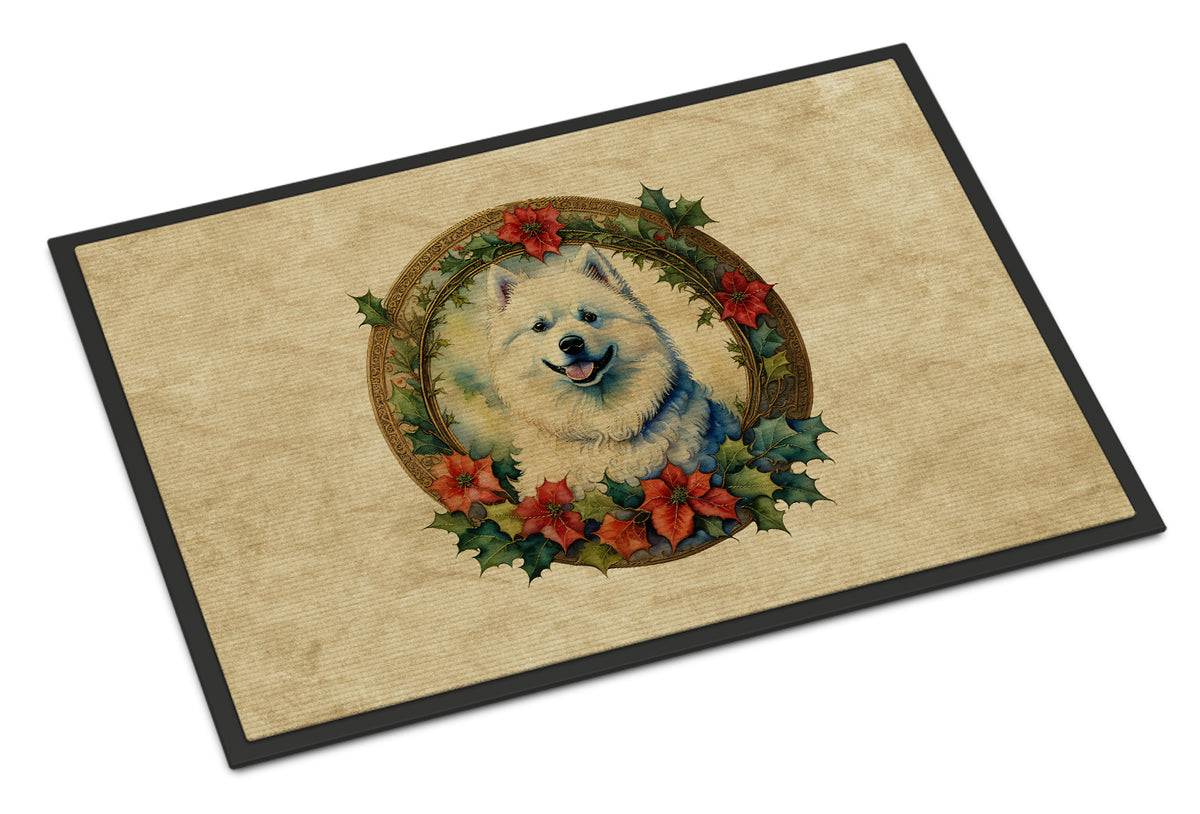 Buy this Samoyed Christmas Flowers Doormat