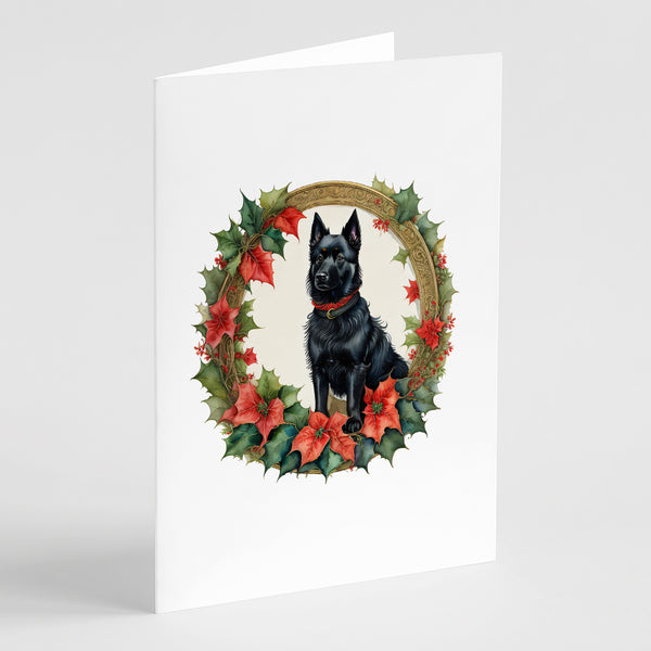 Buy this Schipperke Christmas Flowers Greeting Cards Pack of 8