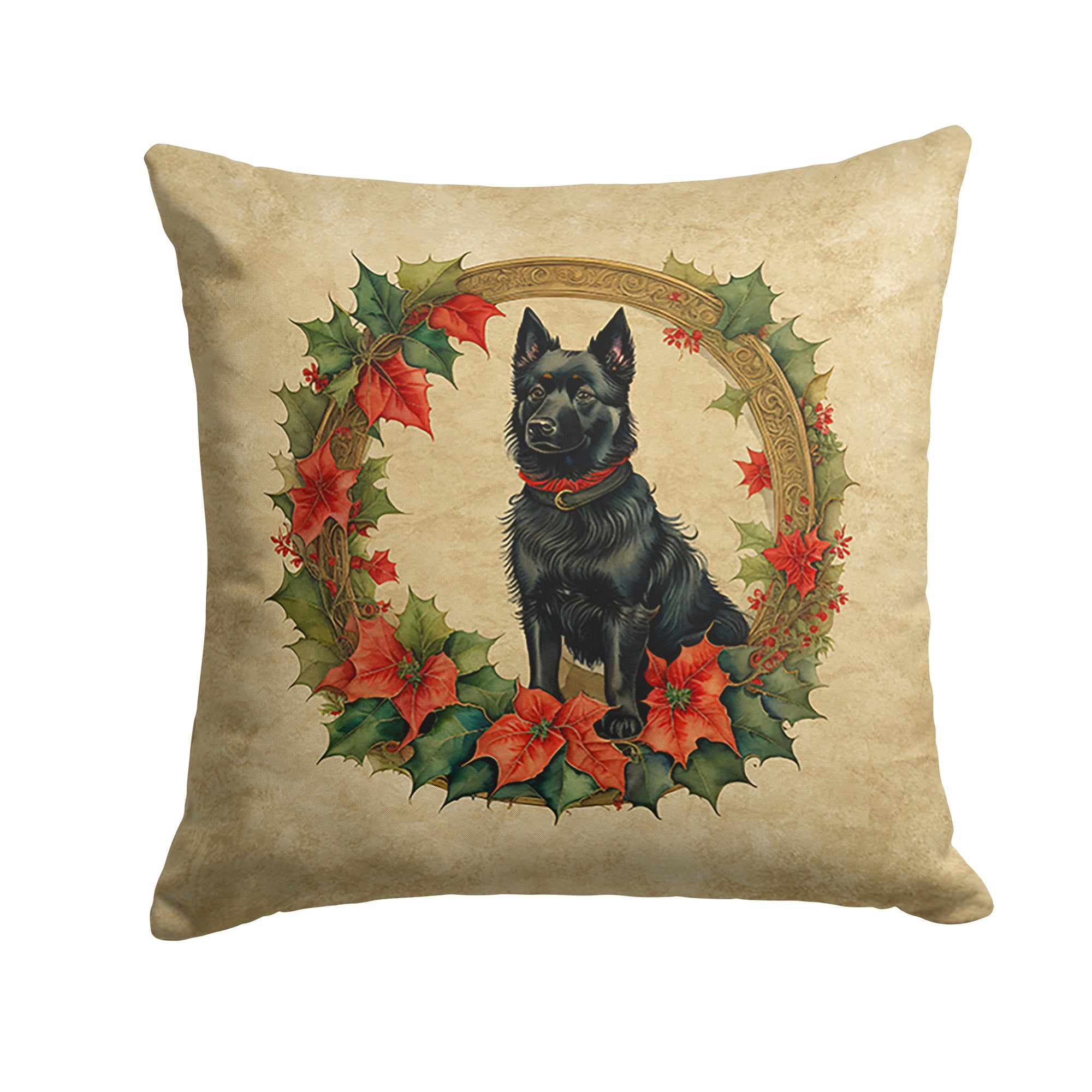 Buy this Schipperke Christmas Flowers Throw Pillow