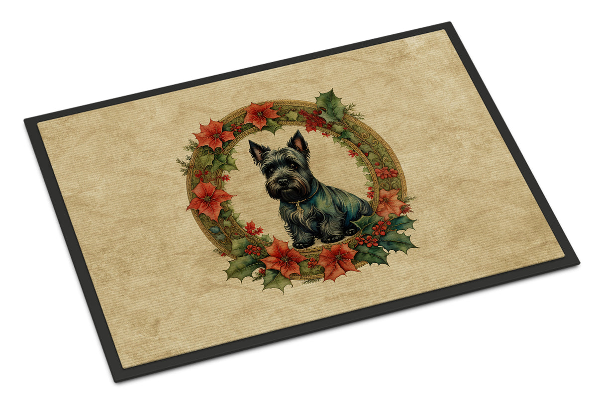Caroline's Treasures Scottish Terrier Christmas Flowers Doormat-24x36 Indoor / Outdoor Rug | Made in USA