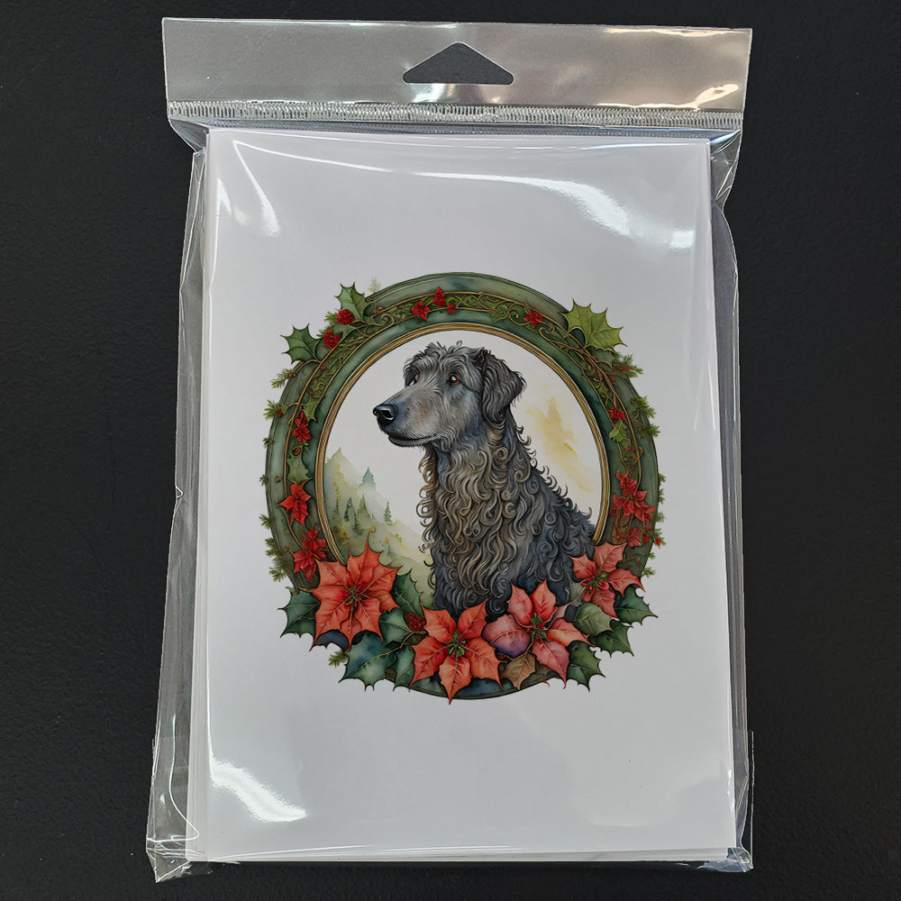 Scottish Deerhound Christmas Flowers Greeting Cards Pack of 8