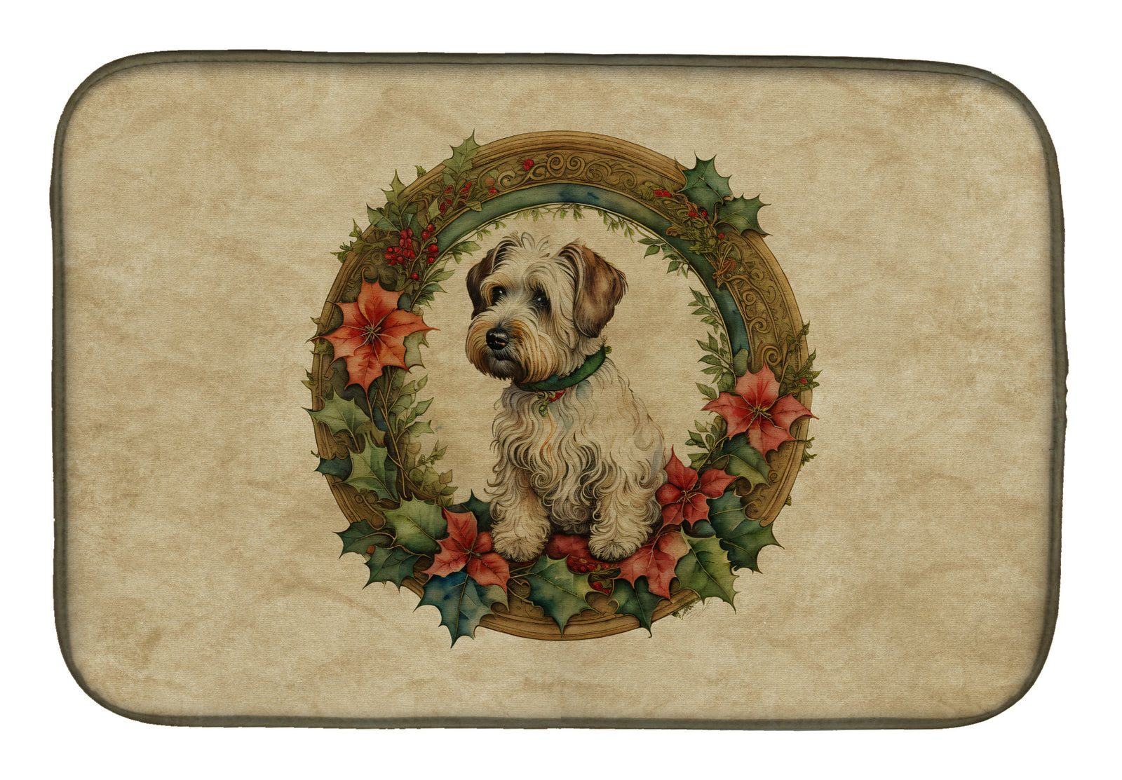 Buy this Sealyham Terrier Christmas Flowers Dish Drying Mat