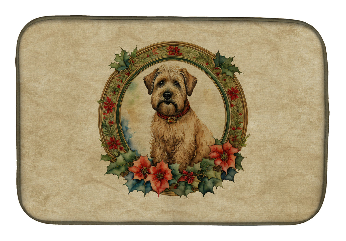 Buy this Wheaten Terrier Christmas Flowers Dish Drying Mat