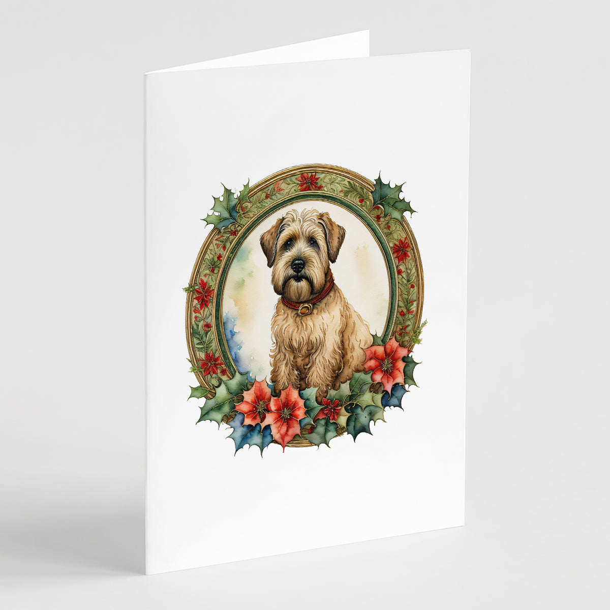 Buy this Wheaten Terrier Christmas Flowers Greeting Cards Pack of 8