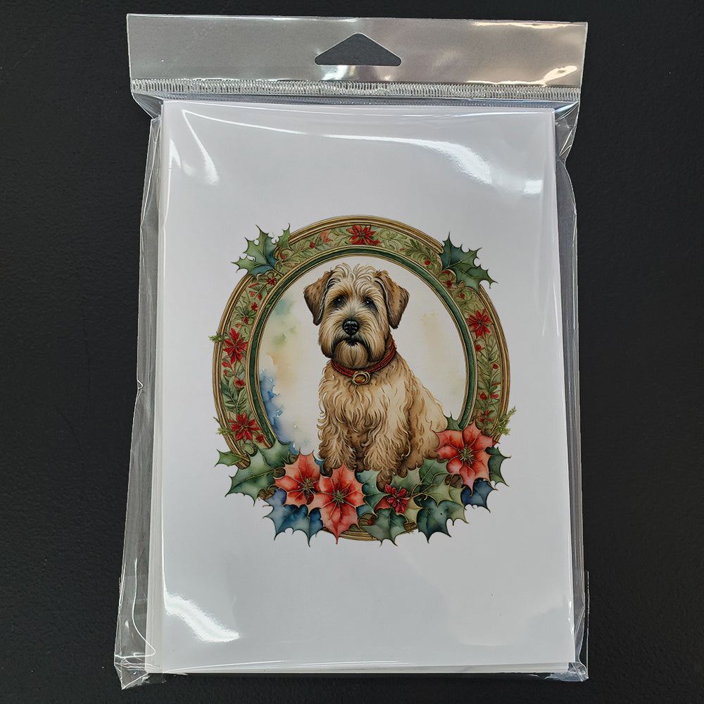 Wheaten Terrier Christmas Flowers Greeting Cards Pack of 8