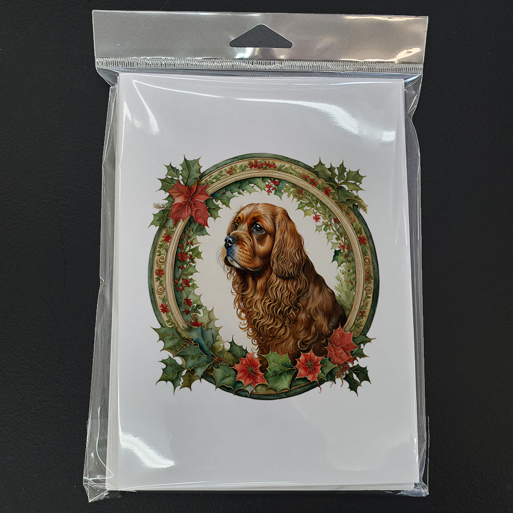 Sussex Spaniel Christmas Flowers Greeting Cards Pack of 8