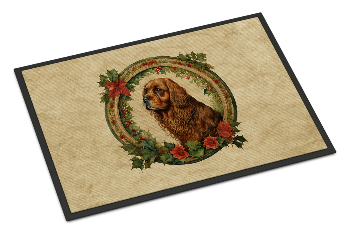 Buy this Sussex Spaniel Christmas Flowers Doormat