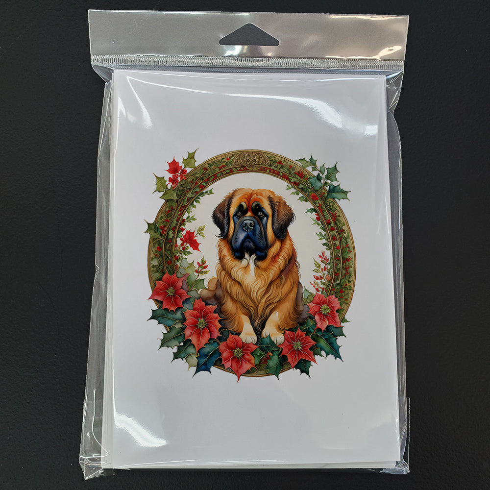 Tibetan Mastiff Christmas Flowers Greeting Cards Pack of 8