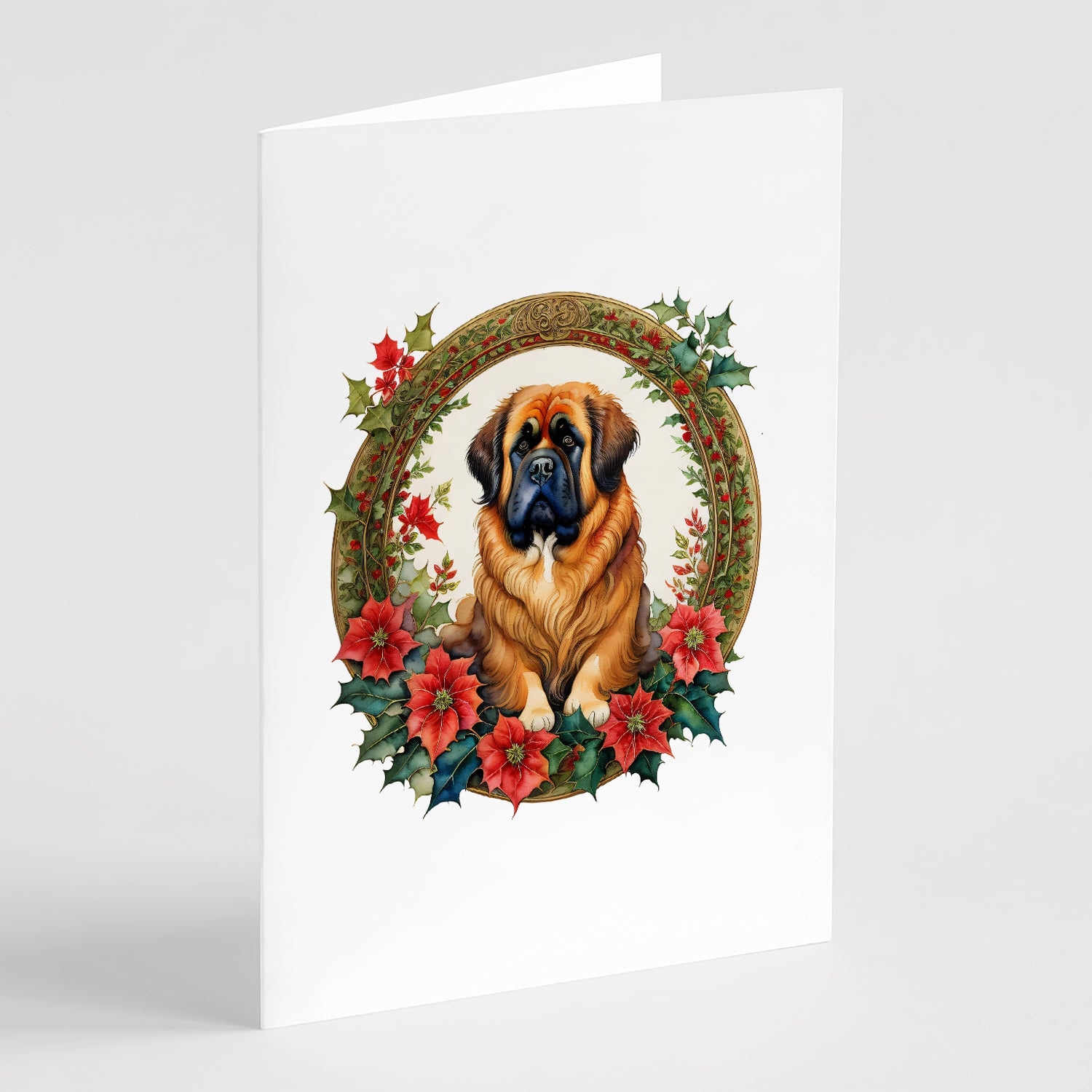 Buy this Tibetan Mastiff Christmas Flowers Greeting Cards Pack of 8