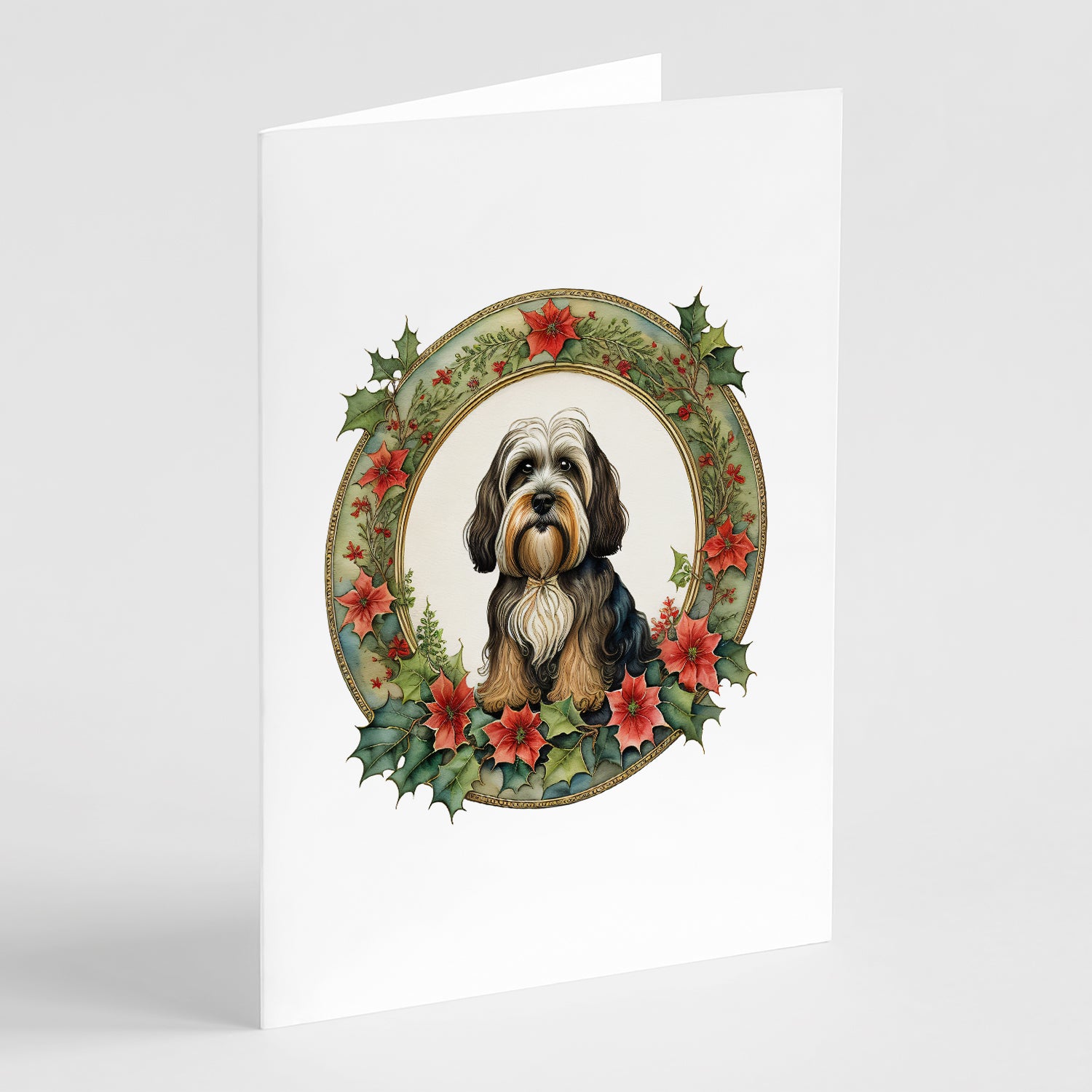 Buy this Tibetan Terrier Christmas Flowers Greeting Cards Pack of 8
