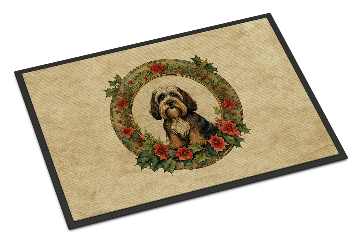 Buy this Tibetan Terrier Christmas Flowers Doormat