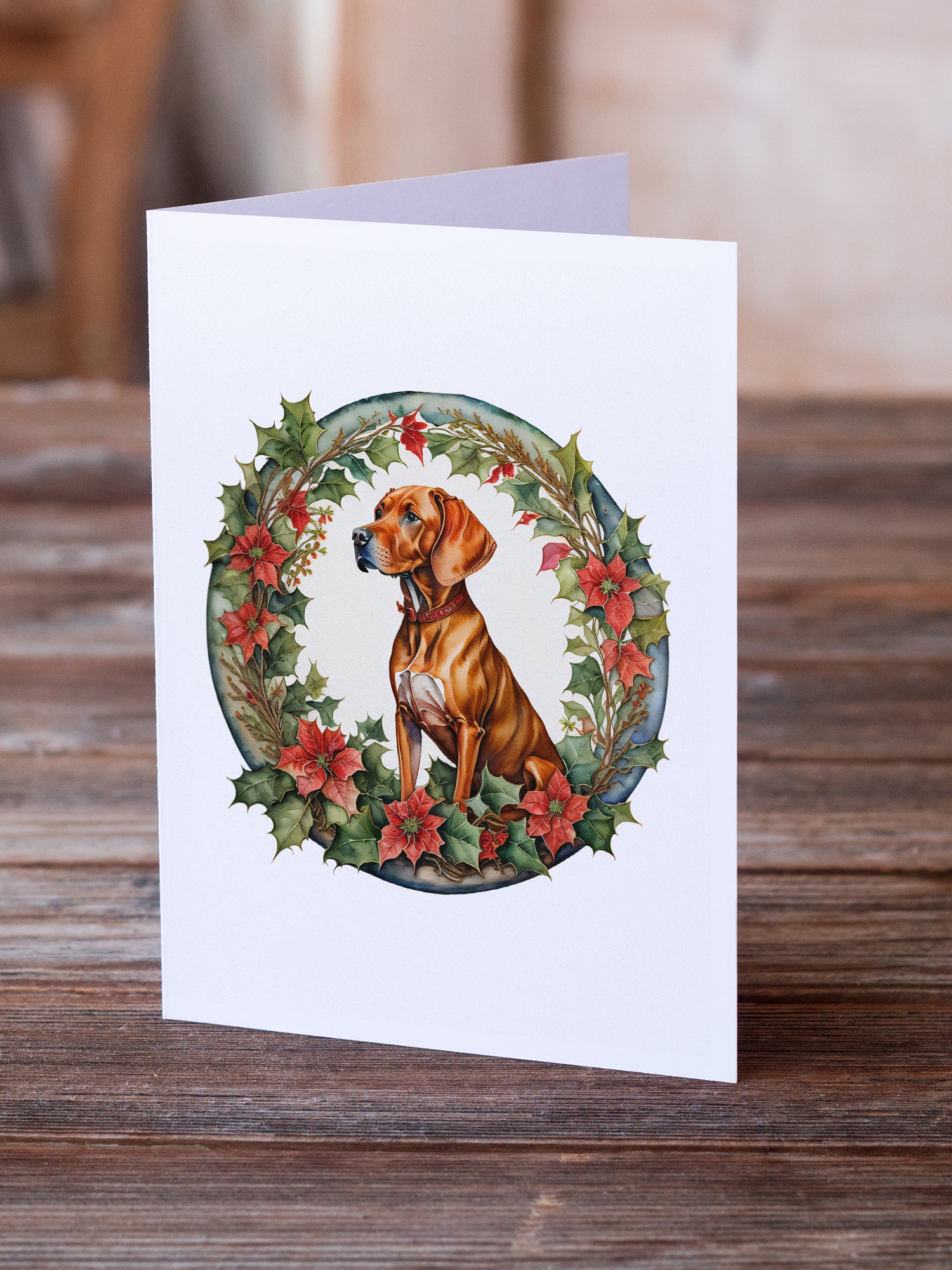 Buy this Vizsla Christmas Flowers Greeting Cards Pack of 8
