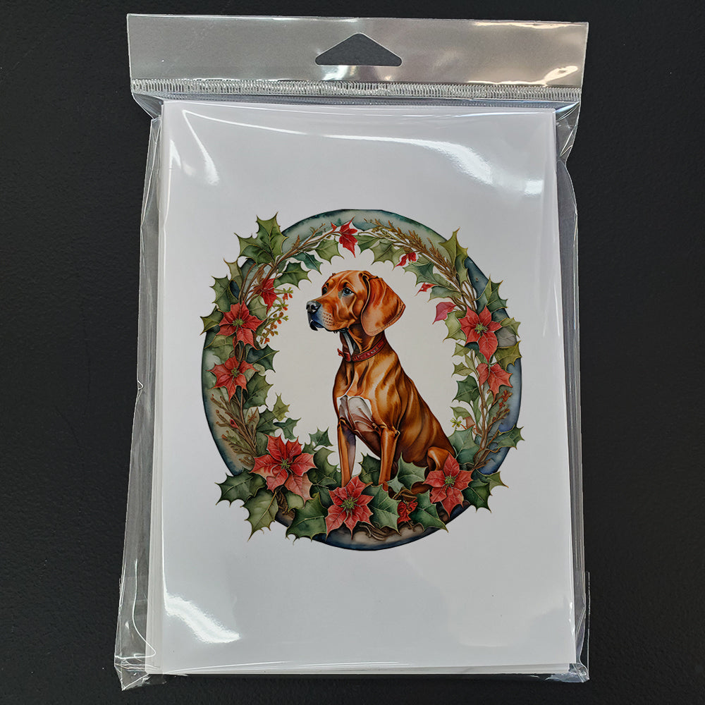 Vizsla Christmas Flowers Greeting Cards Pack of 8