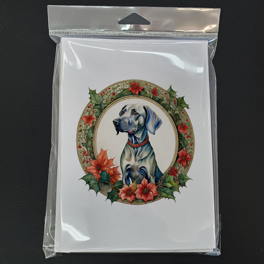 Weimaraner Christmas Flowers Greeting Cards Pack of 8