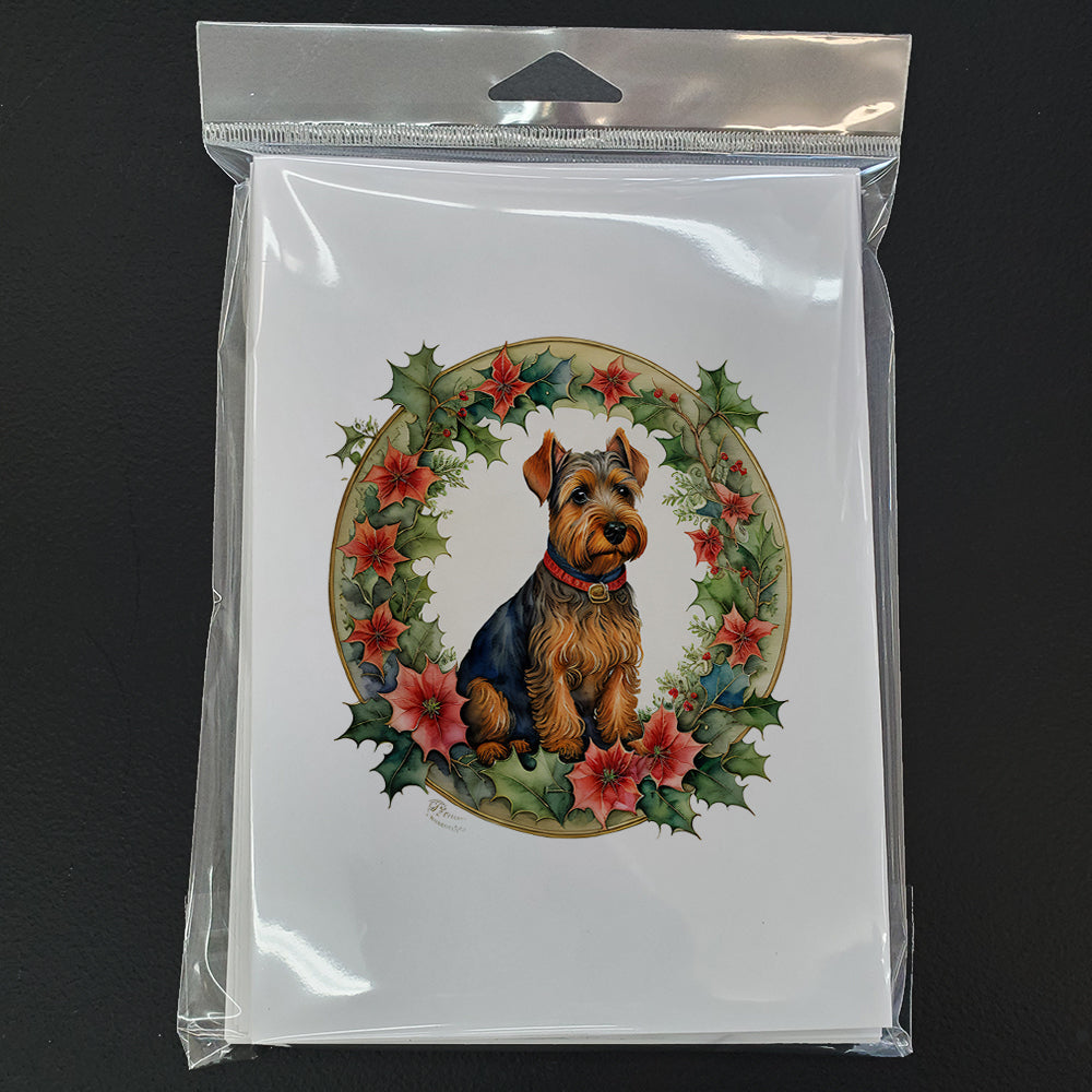 Welsh Terrier Christmas Flowers Greeting Cards Pack of 8