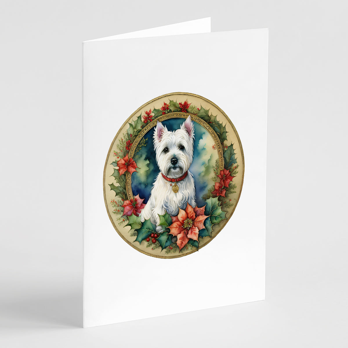 Buy this Westie Christmas Flowers Greeting Cards Pack of 8