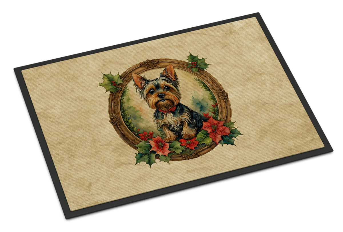 Buy this Yorkie Christmas Flowers Doormat