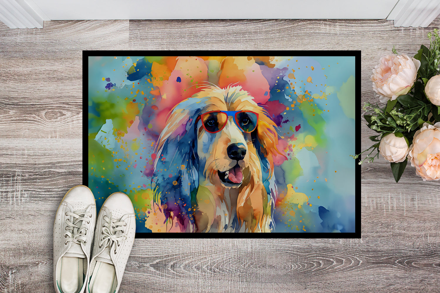 Buy this Afghan Hound Hippie Dawg Indoor or Outdoor Mat 24x36