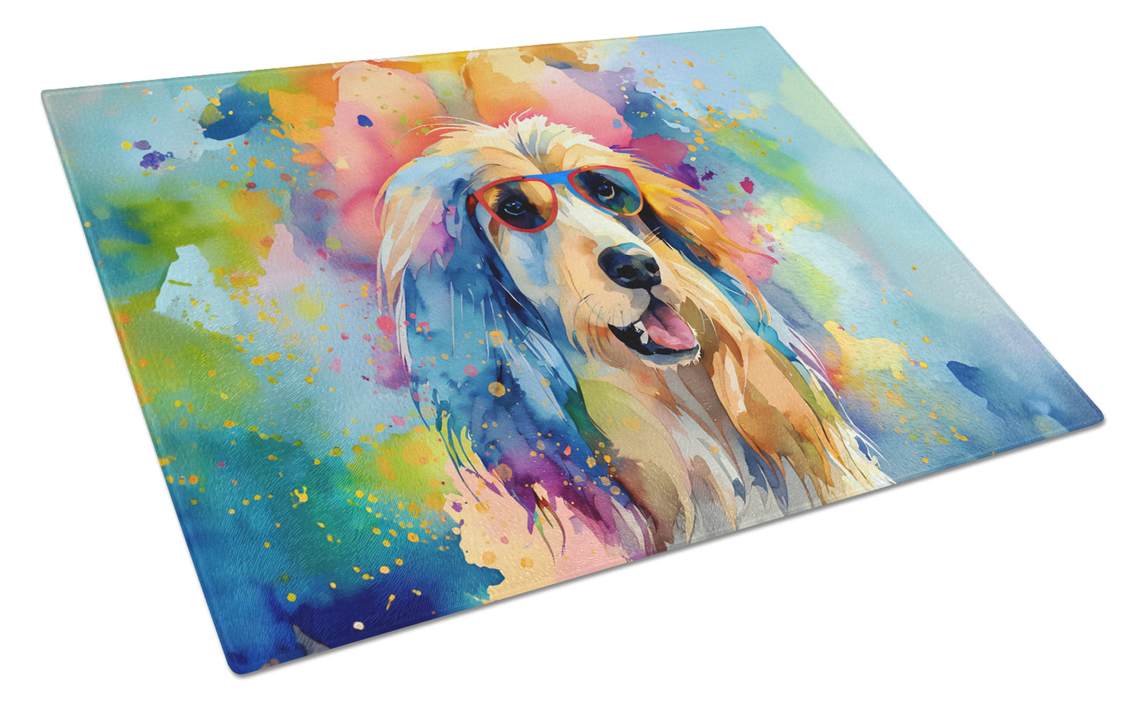 Caroline's Treasures Afghan Hound Hippie Dawg Glass Cutting Boards – Durable, Decorative Kitchen Art Large
