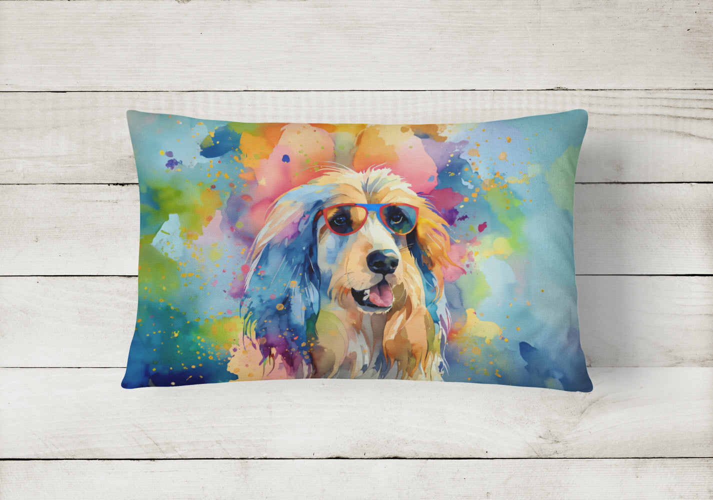 Afghan Hound Hippie Dawg Fabric Decorative Pillow