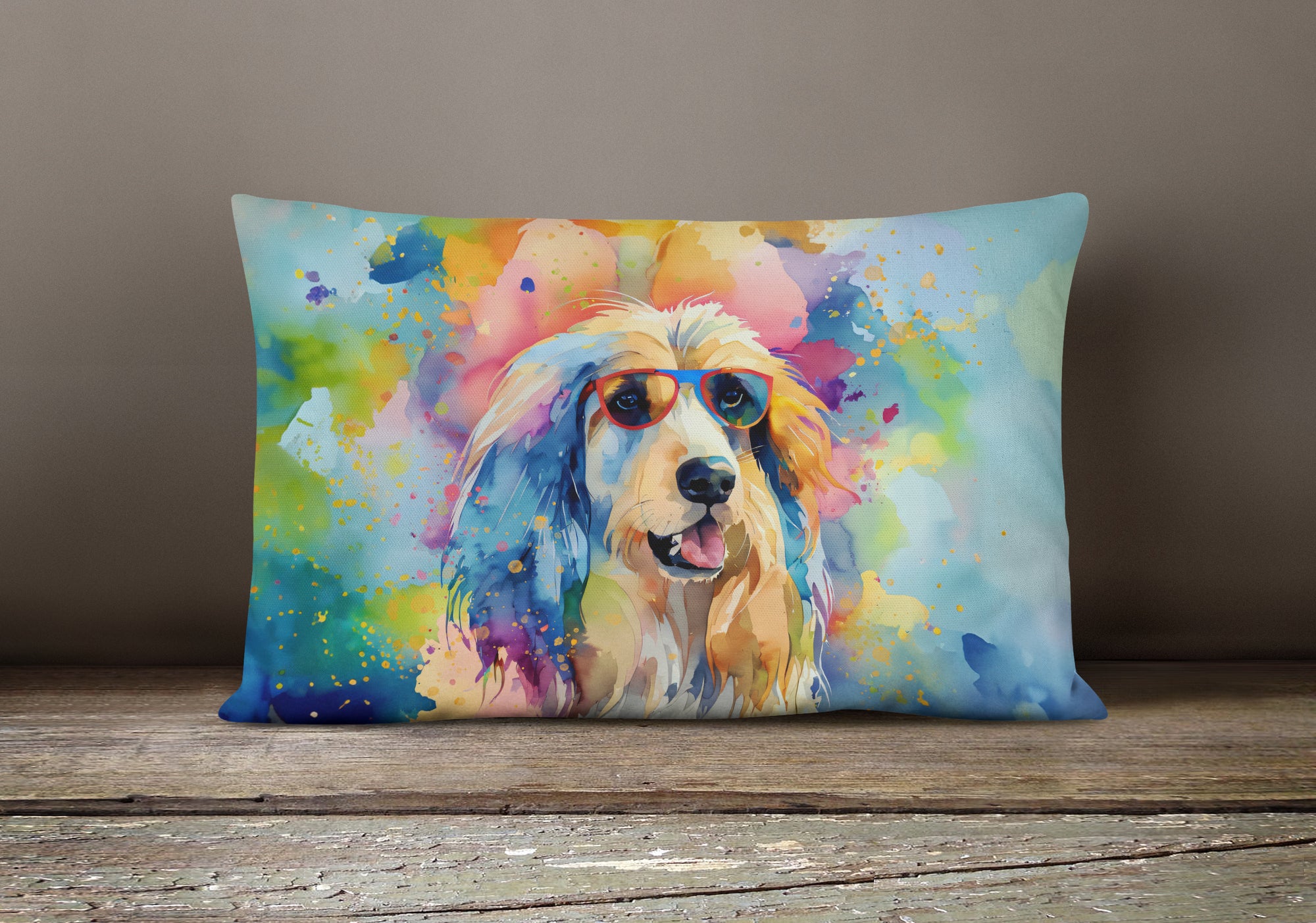 Afghan Hound Hippie Dawg Fabric Decorative Pillow
