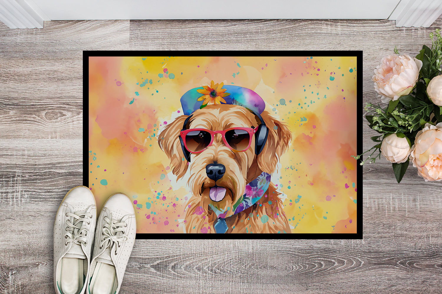 Airedale Terrier Hippie Dawg Indoor or Outdoor Mat 24x36