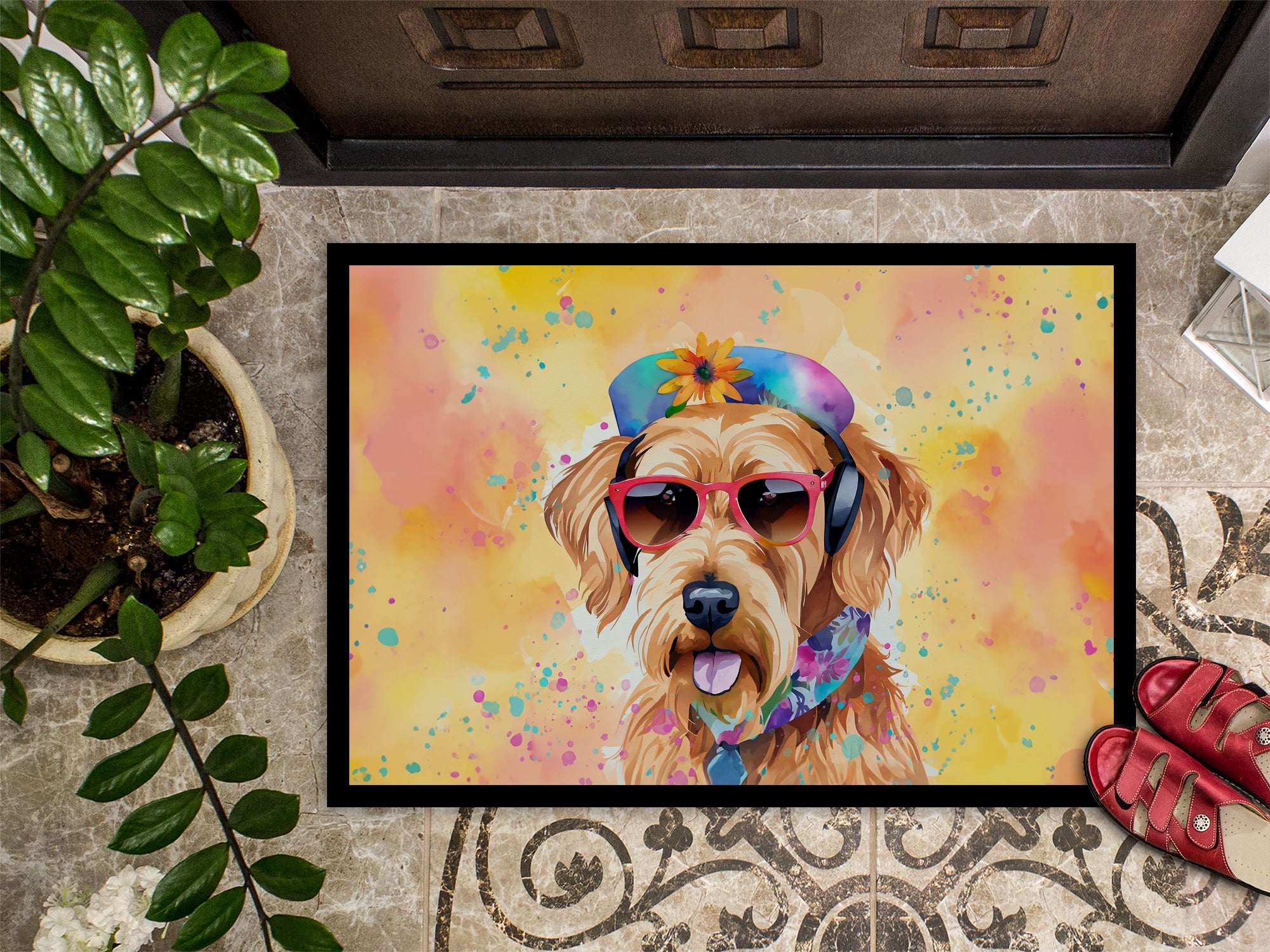 Airedale Terrier Hippie Dawg Indoor or Outdoor Mat 24x36