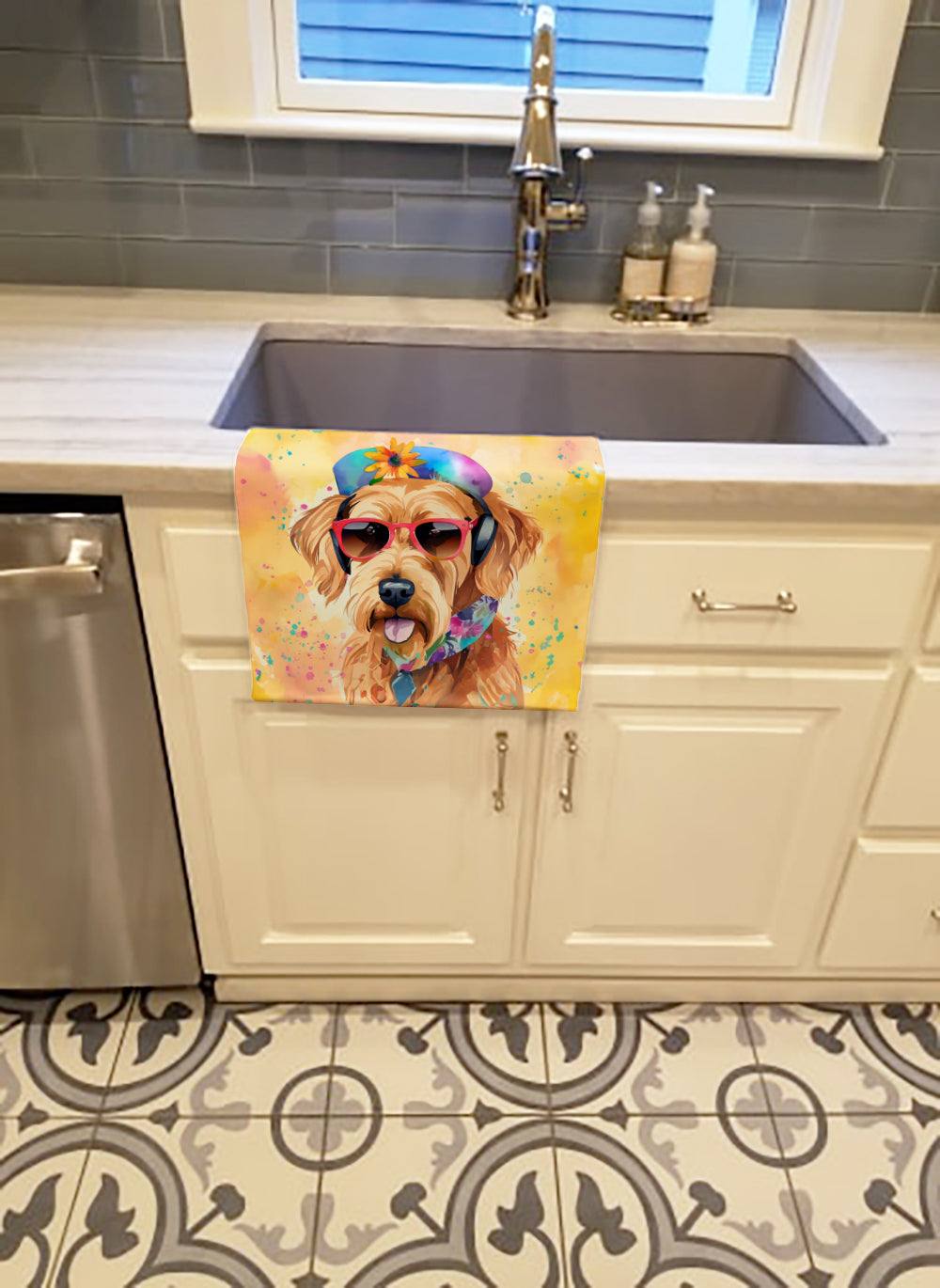 Airedale Terrier Hippie Dawg Kitchen Towel