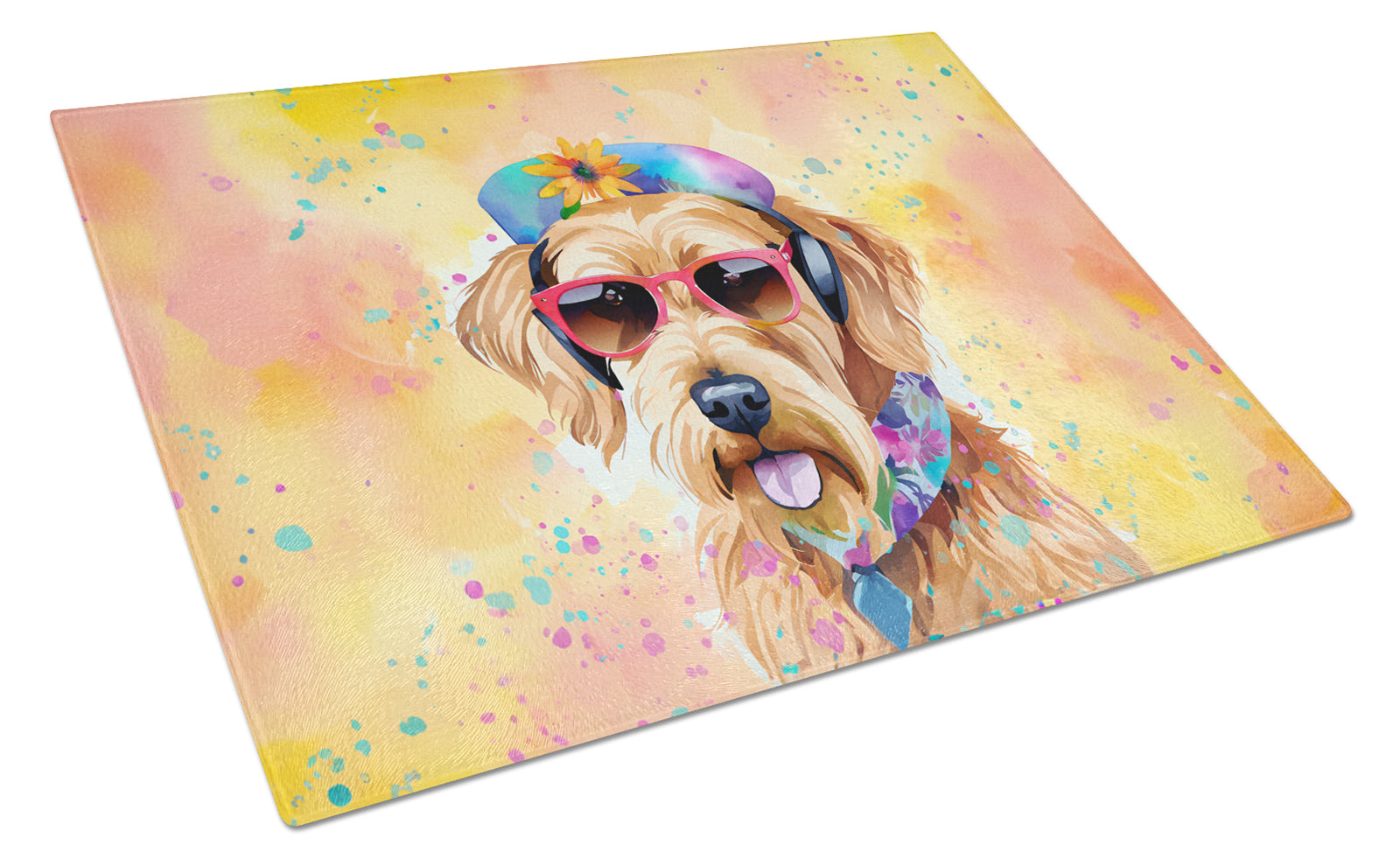 Buy this Airedale Terrier Hippie Dawg Glass Cutting Board Large