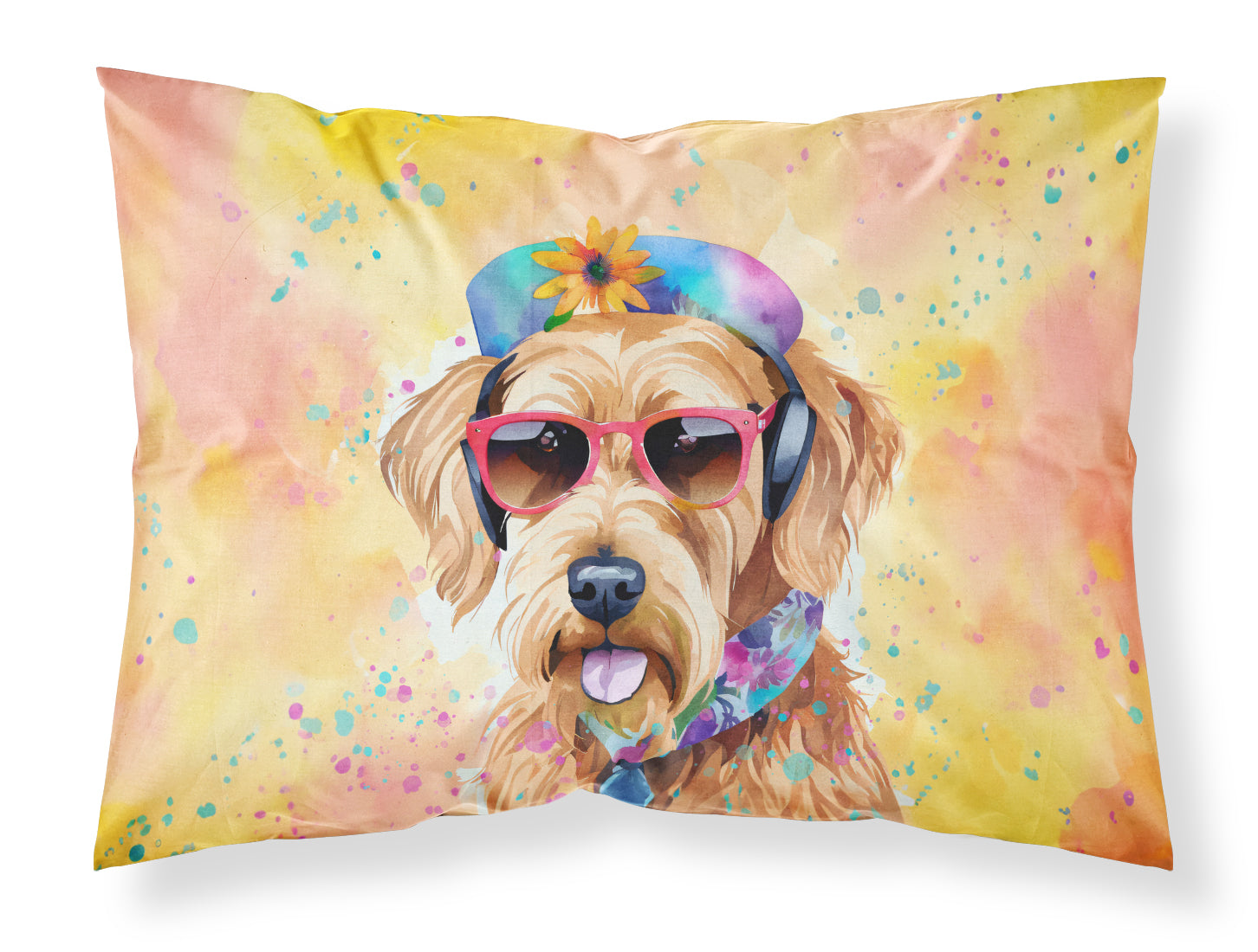 Caroline's Treasures Airedale Terrier Hippie Dawg Standard Pillowcase – Artistic Decorative Front, White Back