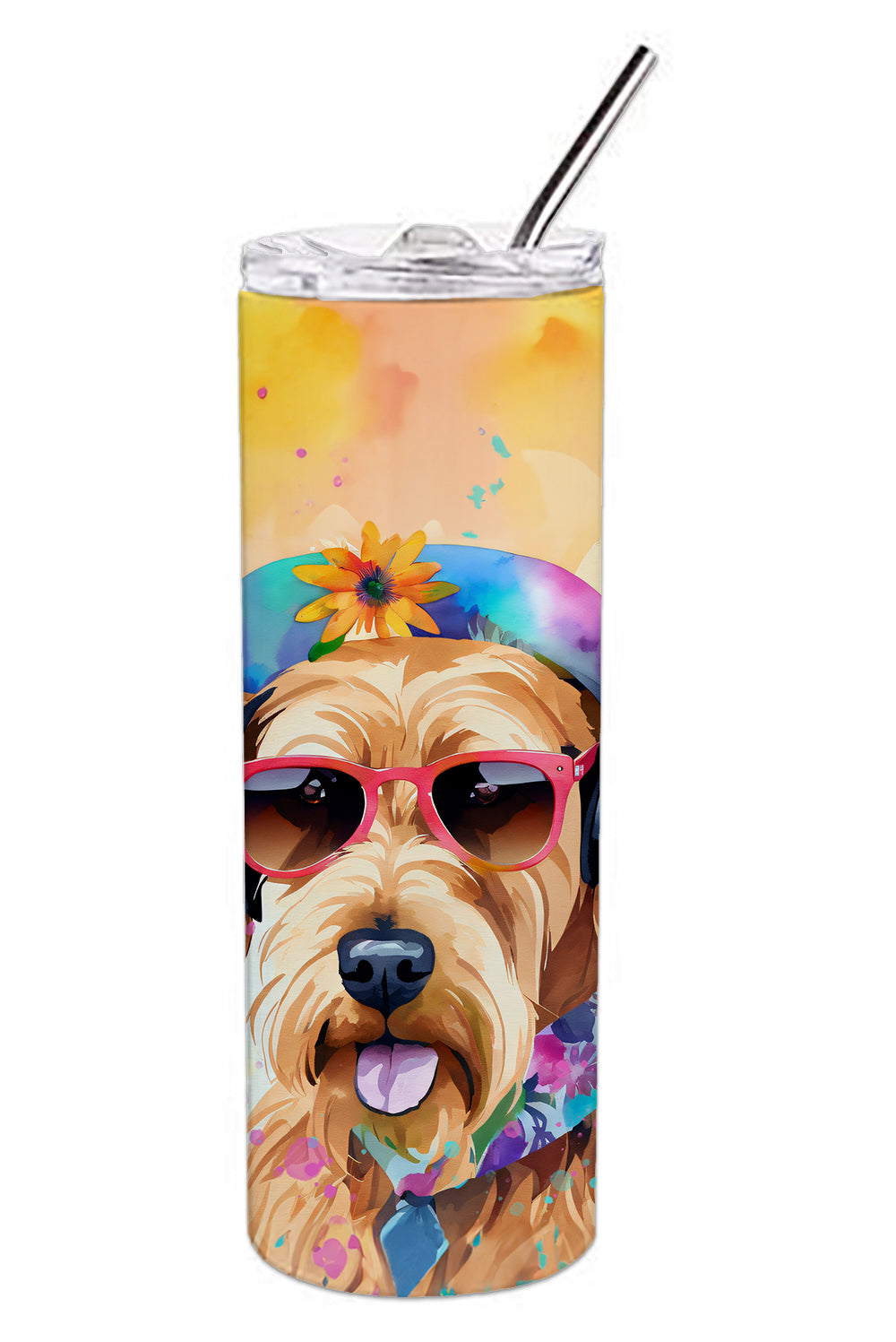 Airedale Terrier Hippie Dawg Stainless Steel Skinny Tumbler