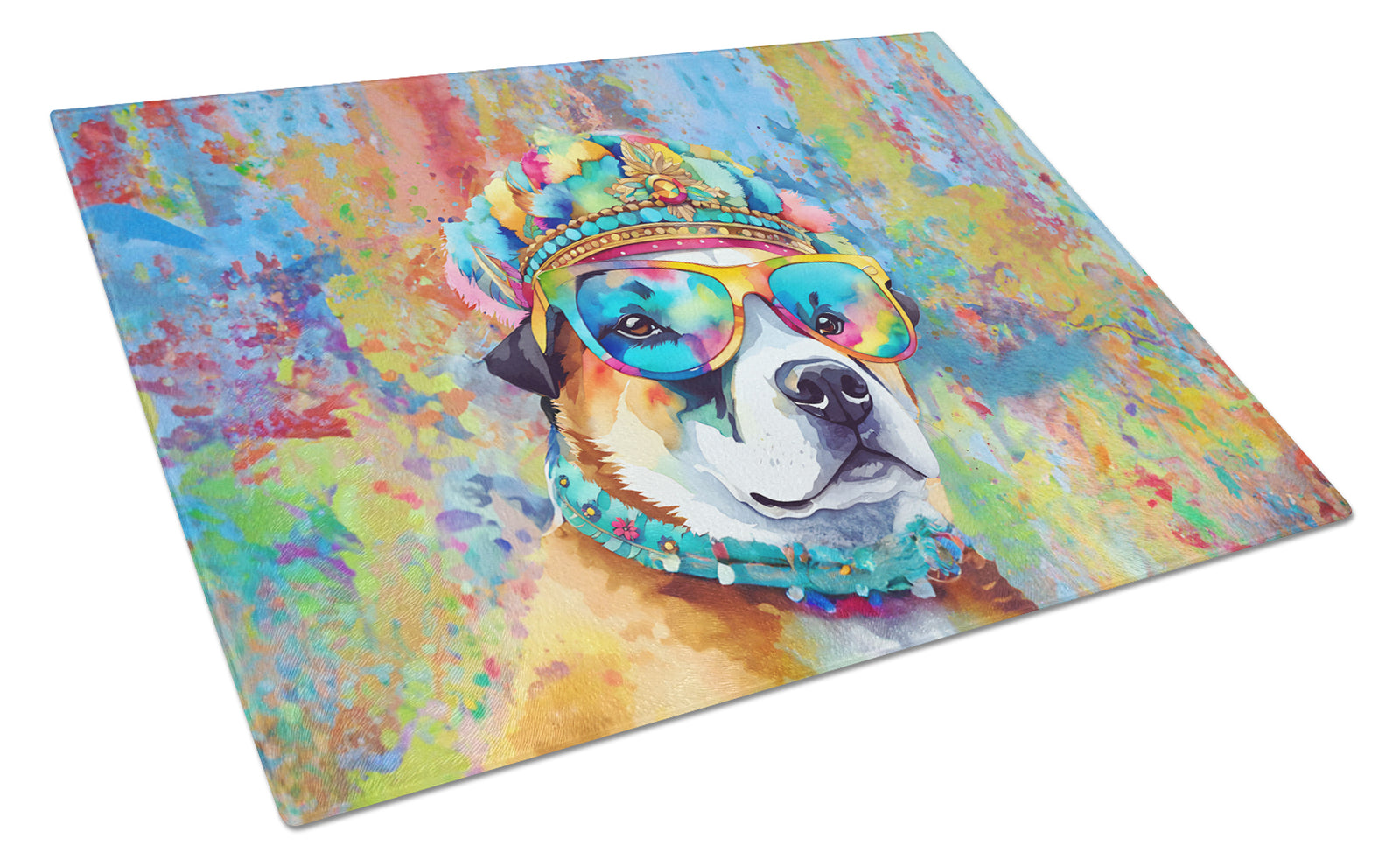 Buy this Akita Hippie Dawg Glass Cutting Board Large
